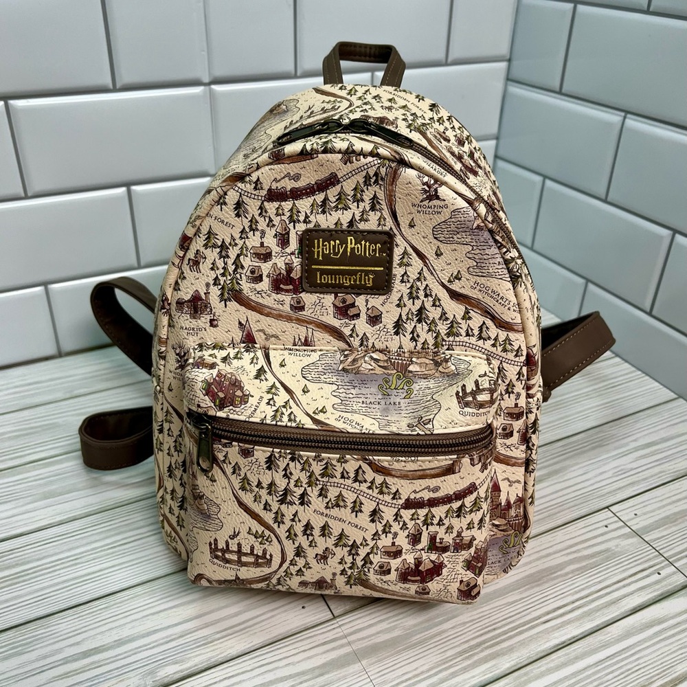 Loungefly Harry Potter Map Backpack - Cream and Brown